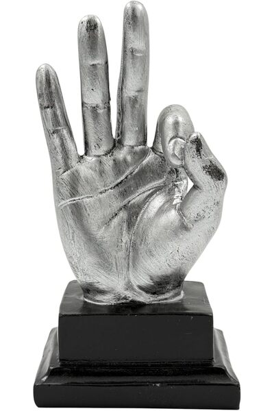 B&D Decorative Silver Hand Sculpture by banddtools — Metallic Finish with Black Base