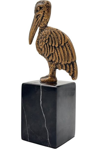 B&D Ornamental Duck Sculpture on Black Marble Base, Bronze Finish, Vintage Home Decor - banddtools