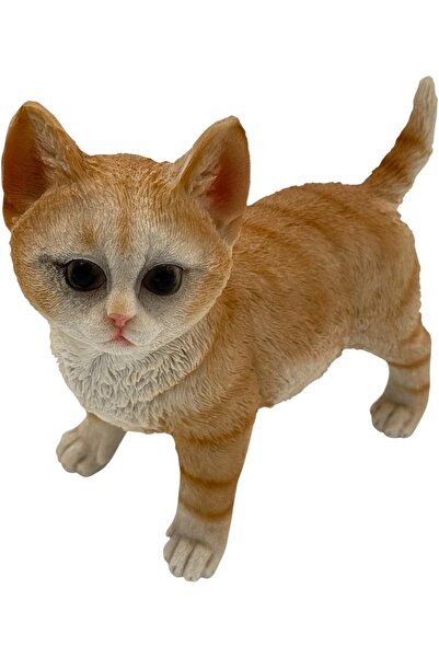 B&D Orange and White Cat Figurine for Decor by banddtools — Realistic Garden Cat Statue, Indoor/Outdoo