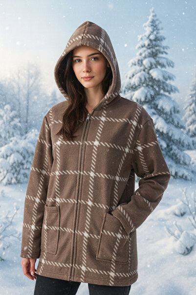 Modayase Women's Zippered Fleece Cardigan Coat