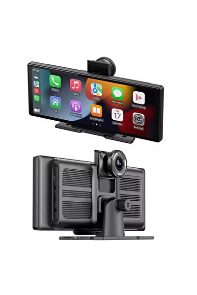 Tradeo كاميرا سيارة 10.26 بوصة تدعم CarPlay وAndroid Auto مع تسجيل أمامي/خلفي بدقة 4K، وشاشة DVR لاسلكية