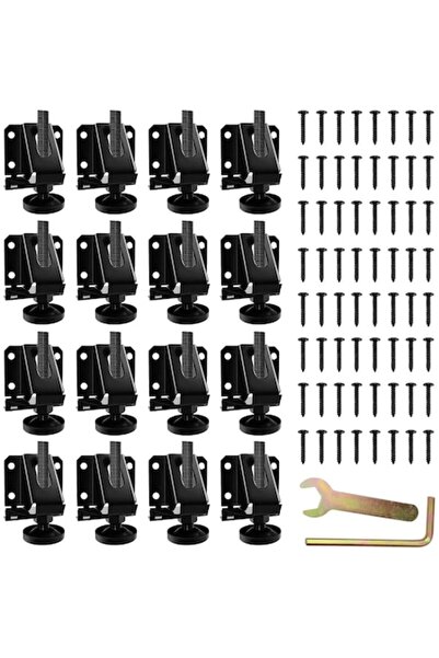 OEM Set picioare de nivelare pentru mobilă, 16 buc., oțel platinat, capacitate 400 kg, reglabile 2-6 cm, capace de cauciuc