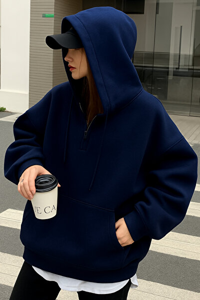 COOL TARZ Oversized Hooded Front Zippered Soft Fabric Sweatshirt