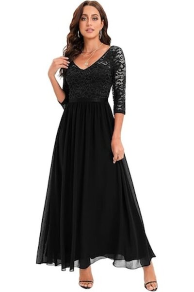 DRESSTELLS Rochie lungă de seară din șifon pentru bal/nuntă, domnișoară de on...