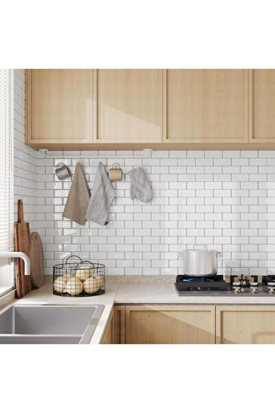 Yoillione Set de 10 plăci autoadezive 3D, Yoillione, chit alb/negru, 30x30 cm