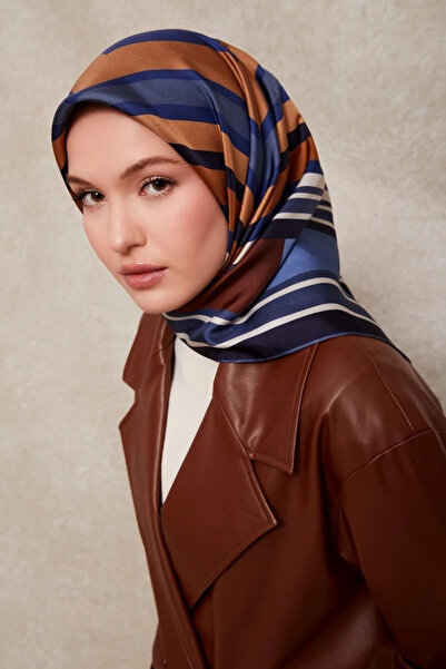 Levidor Kare Desen Twi̇ll İpek Eşarp-Lacivert