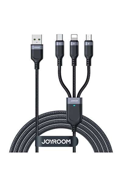 Apple Charging Cable USB-A - Lightning / microUSB / USB-C Joyroom S-A18 3in1, 20W, 0.3m, Black