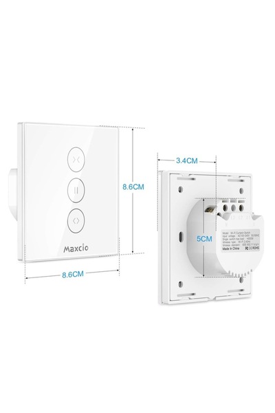 OEM Maxcio Wi‑Fi Roller Shutter Switch - Touch Control, Timer, White