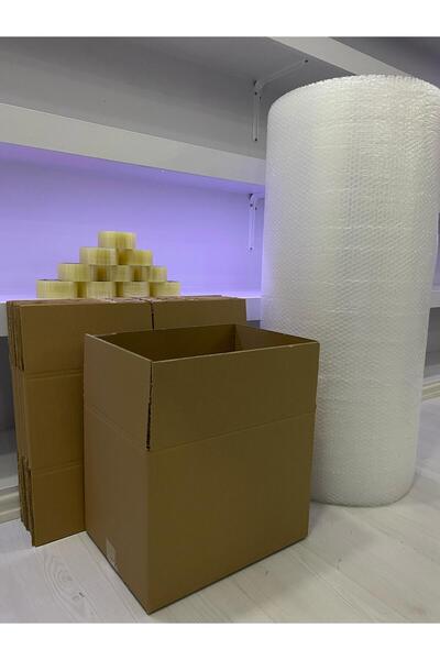 e Erta Koli Taşınma Seti,40x30x30cm 5li Çift Oluklu Boş Karton, 1 Adet Koli Bandı, 40gr. 5mt Patpat