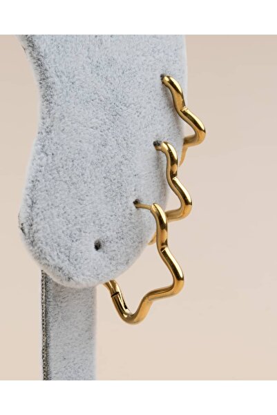 Portakal Esintisi Verra Star 3 Pairs 3 Sizes Star Steel Earring Set