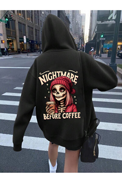 uyguntarz Unisex Nightmare Printed Hooded Sweatshirt