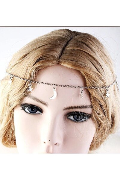 Shiklik Accesoriu de păr pentru femei, model Moon Star, de culoare argintie