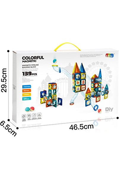 lil munchkins - 139 Pieces Colorful Magnetic Pipeline Building Block Set