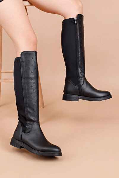 Pierre Cardin PC-52066 Siyah Cilt İçi Polarlı Baskılı Kadın Streç Çizme