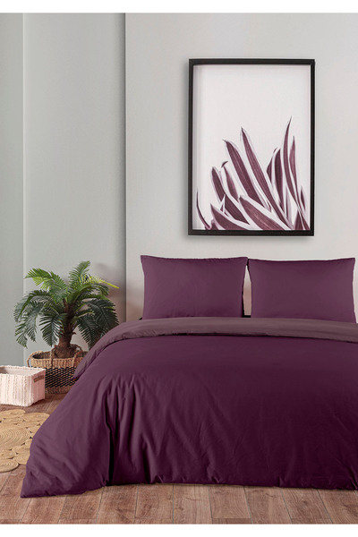 Monolisse 100% Cotton Akfil Double-Sided Duvet Cover Set Double Size 200X220 cm Purple Violet