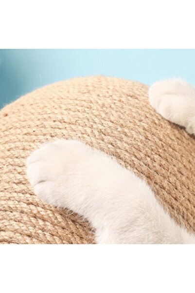 OEM Wooden cat scratching post with sisal ball, 17x18x19 cm, elegant compact design