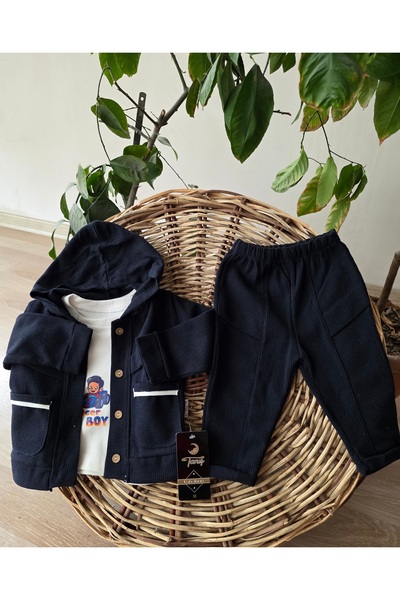 TANIŞ BEBE Biyeli Waffel Erkek Çocuk 2’li Takım – Pamuk, İç Sweet Hediyeli, R...