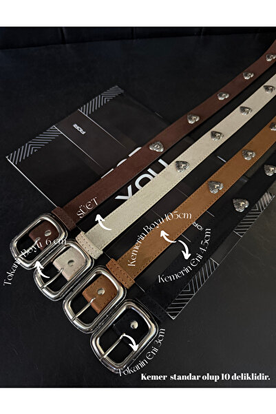 Fiori Suede Square Buckle Women's Trouser Belt with Heart Accessories, Coat Belt, Shirt Belt, Dress Belt