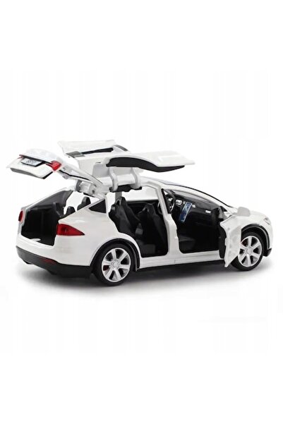 RESTEQ Mașină de colecție Tesla X90, scară 1:32, albă, 15 x 5,5 x 4,5 cm