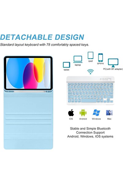 Alstrap iPad Air 11 Inch M2/M3 Air 4/5 10.9 Inch Compatible Wireless Tablet Case with Keyboard and Pencil Holder