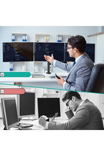 OEM Triple monitor stand for 24", black, adjustable, complete set