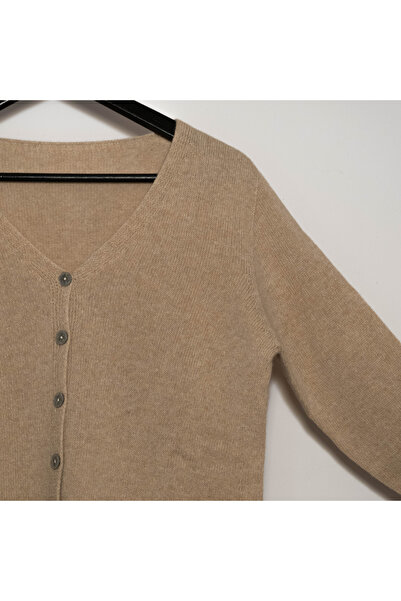 FASHION Cardigan cu decolteu în V și nasturi din lână, viscoză și cașmir, bej