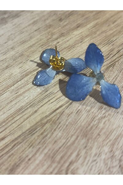 Lorys Boutique Cercei cu Hortensie naturala si strat de rasina handmade