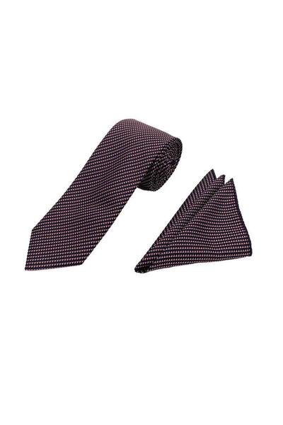 Brianze 7 cm Red and White Patterned Tie and Handkerchief Set