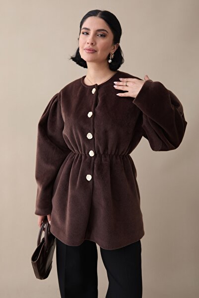 InStyle Beli Lined with Elastic Waistband Bitter Brown Coat