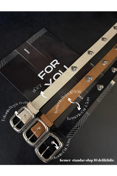 Fiori Suede Square Buckle Women's Trouser Belt with Heart Accessories, Coat Belt, Shirt Belt, Dress Belt