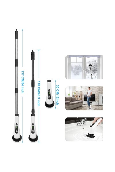 leebein Cordless Electric Cleaning Brush, 8 Heads, 2 Speeds, White