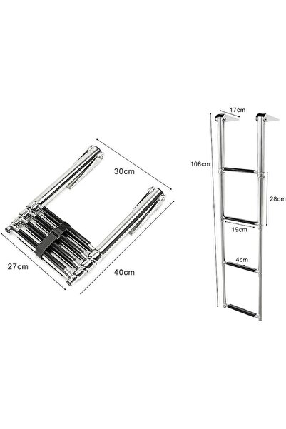 OEM Scara pentru piscina, inox, 4 trepte, 150 kg, 116x29cm