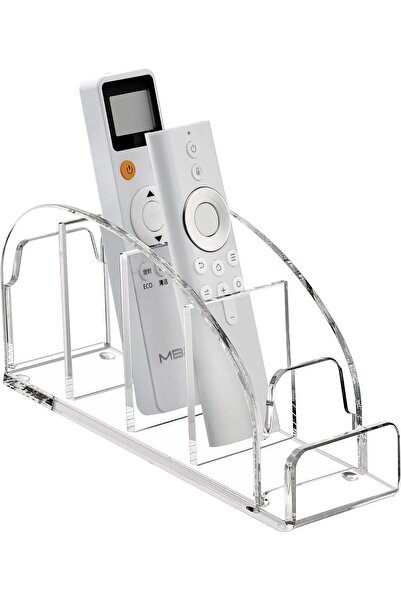 Slasa Acrylic Remote Control Holder (8×3×4 Inch) – 5-Compartment Clear Desk Organizer