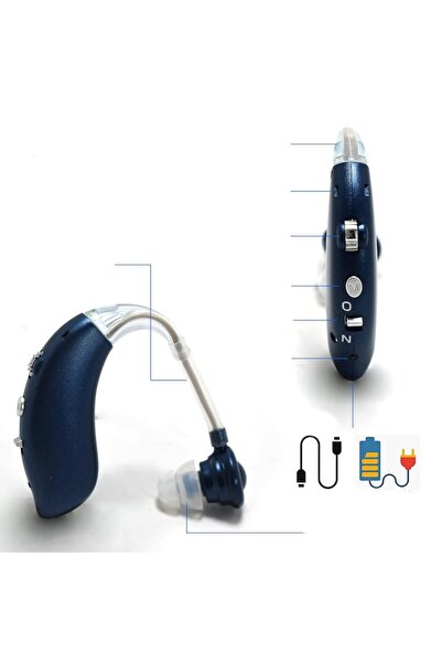 OEM Dishan G25 BTE Rechargeable Hearing Aid, 4 Noise Reduction Modes, Blue