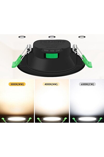 ALUSSO LED recessed spot, dimmable, 230V, 7W, 3000/4000/6500K, IP44, adjustable, set of 6, round, bl