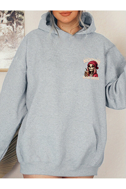 uyguntarz Unisex Nightmare Printed Hooded Sweatshirt