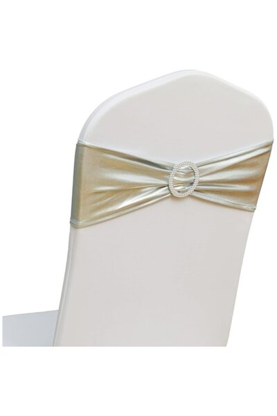 OEM Set of 100 elastic chair covers with bow, silver, 30-50cm