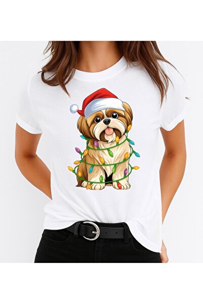 OEM Tricou 100% bumbac cu imprimeu câine de Crăciun