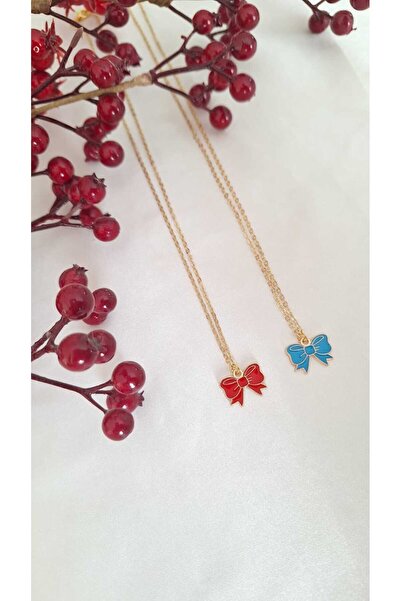 SOUL BY A&B 2-Piece Ribbon Necklace Friendship Necklace Bff Necklace Blue Red Bow