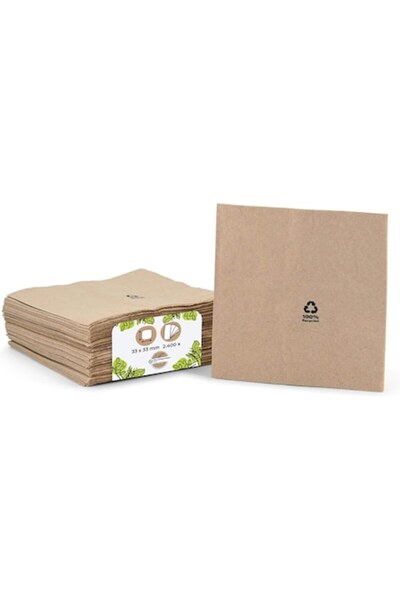 OEM Șervețele de hârtie reciclată, 2400 buc, maro, 33x33 cm