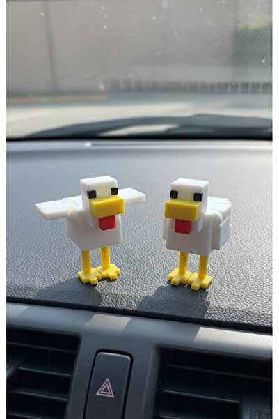 Çiçek Antalya 2-Piece Mini Block Chicken Figure – Car Interior Glove Box Accessory