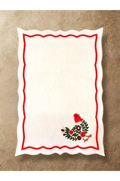 LİONYA DESİGN 2'li Horoz Nakışlı Sofra & Sunum Peçetesi - 30x20 (Sofralık & D...