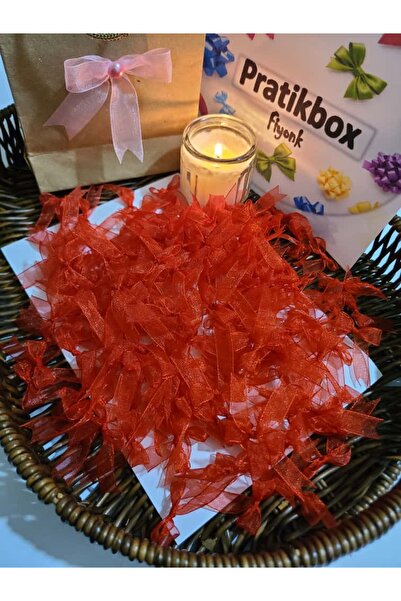 Mini Fiyonk / Tül 1cm'lik / Hediyelik / Süsleme / Kırmızı Renk / 50 Adet