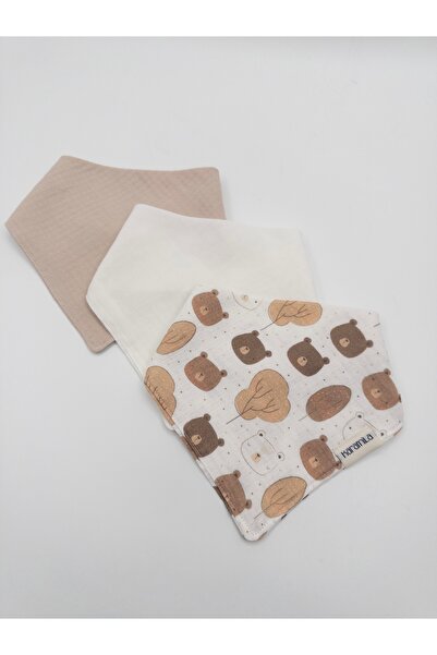 KARAMİLA طقم من 3 قطع من مريلة الأطفال المصنوعة من الموسلين / القطن