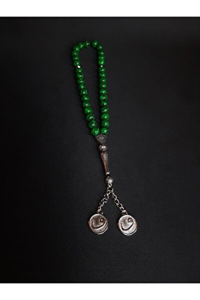 MRYart Green Black Malachite Natural Stone 33mm Prayer Beads