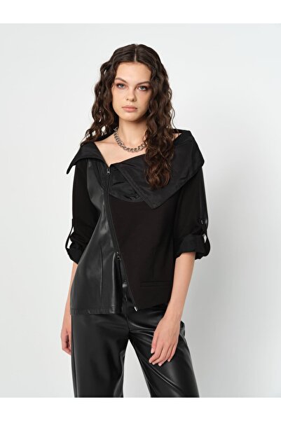 roibyardaözmen Tasarım,Fermuar ve Deri Detaylı Bluz