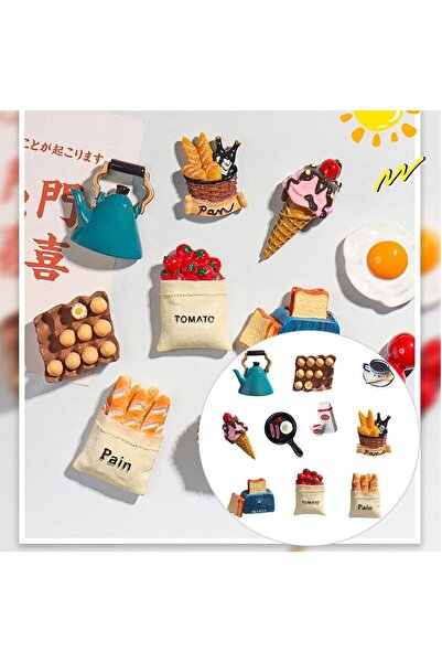Generic 10 Pcs 3D Food Refrigerator Magnets Cute Resin Fridge Magnet Kitchen Decor Strong Note Holder