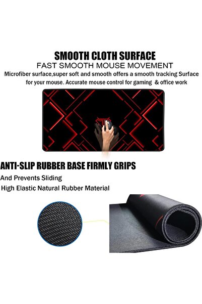 genric TEDNETGO Large Waterproof XXL Gaming Mouse Pad with Stitched Edge - Red