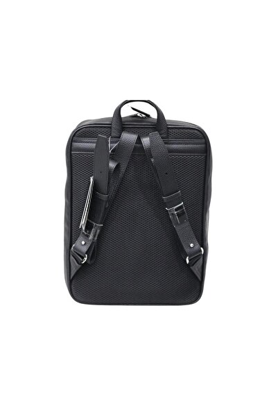 GUARD Black Horizontal Leather Backpack