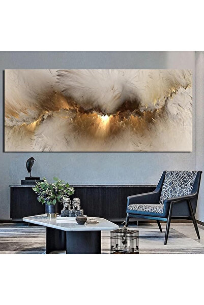 Today Idea Large Canvas Wall Art, Frameless Abstract Golden Cloud Painting (50 x 100 cm)